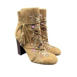 Sam Edelman Winnie Anthropologie Boots Women’s 6 Floral Emboirdered Suede Zip